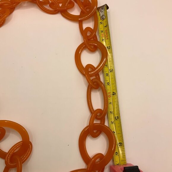 Talbots Orange Coral Color Acrylic Chunky Chain Link Necklace - Picture 5 of 7